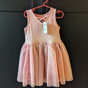 NWT - Pink girls dress with gold foil skirt